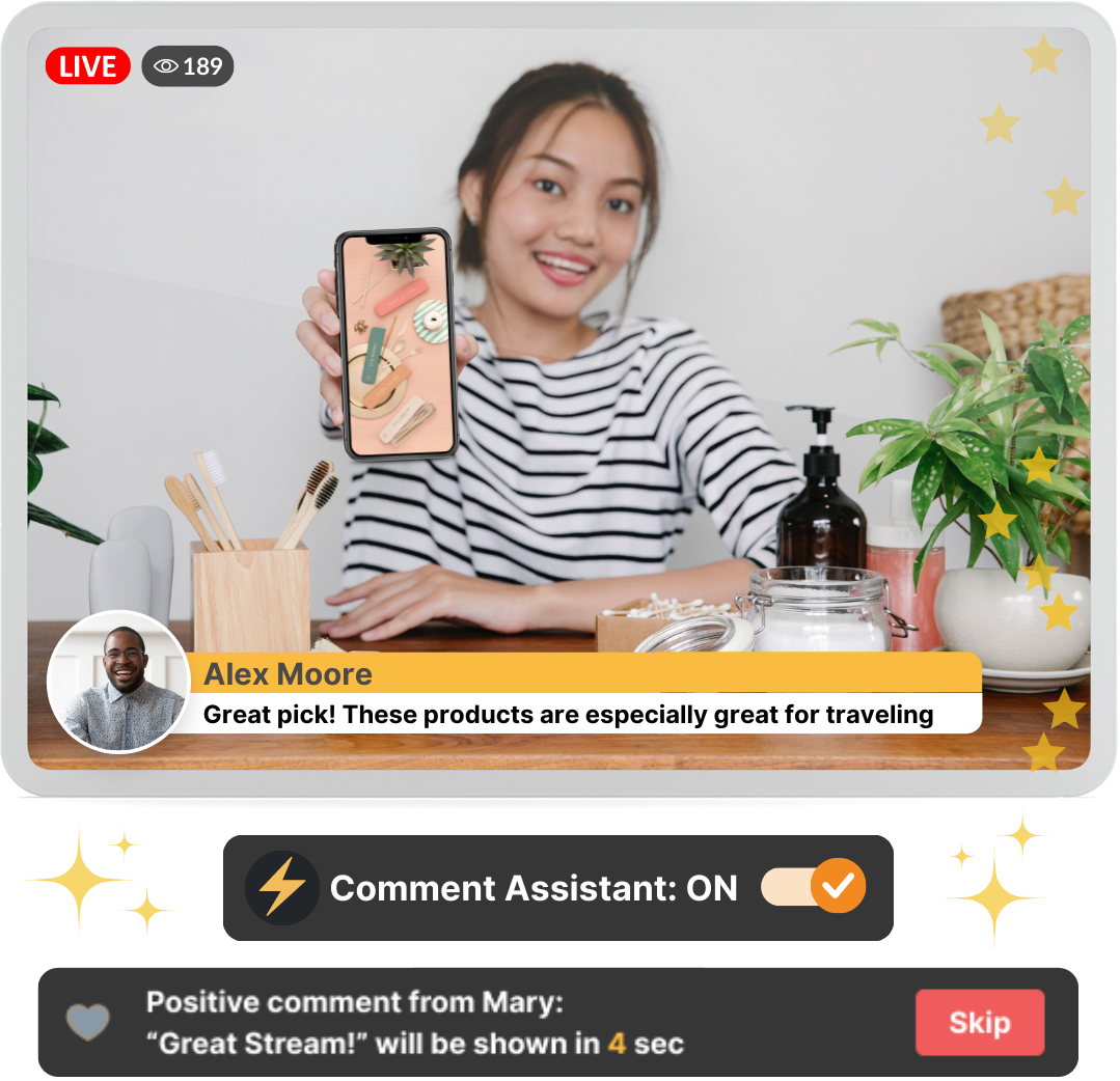 Be.Live Software - Automatically show positive comments and questions on-screen with AI Comment Assistant