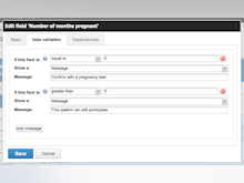 Castor EDC Software - Advanced data validation options can be set using drop-down menus in Castor EDC