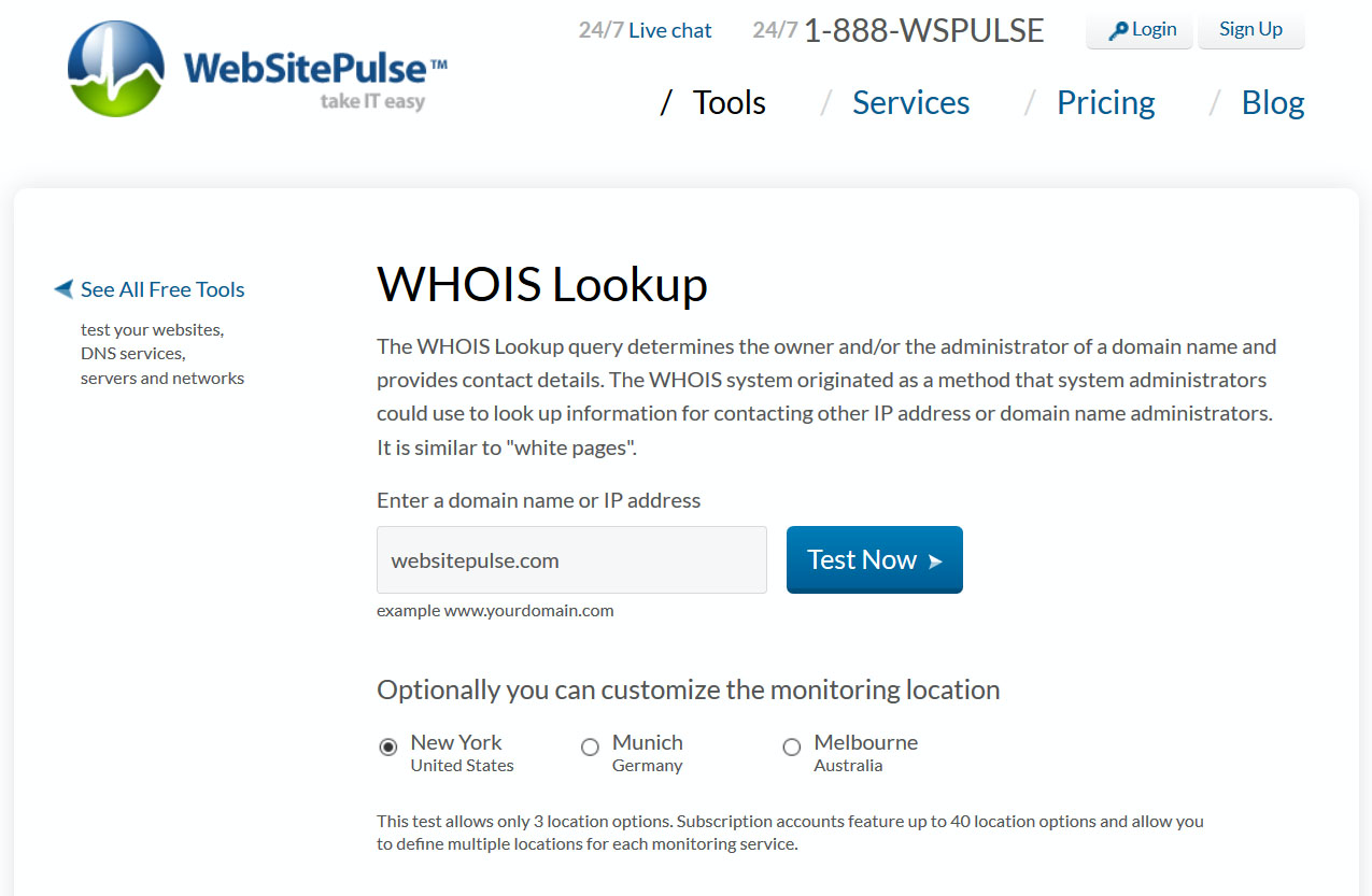 WebSitePulse screenshot
