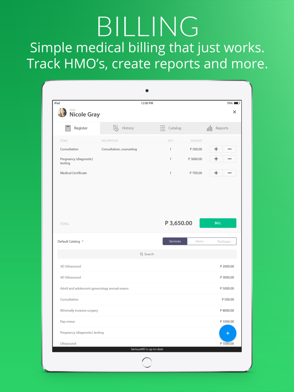 SeriousMD Doctors Software - Track Billing with Ease