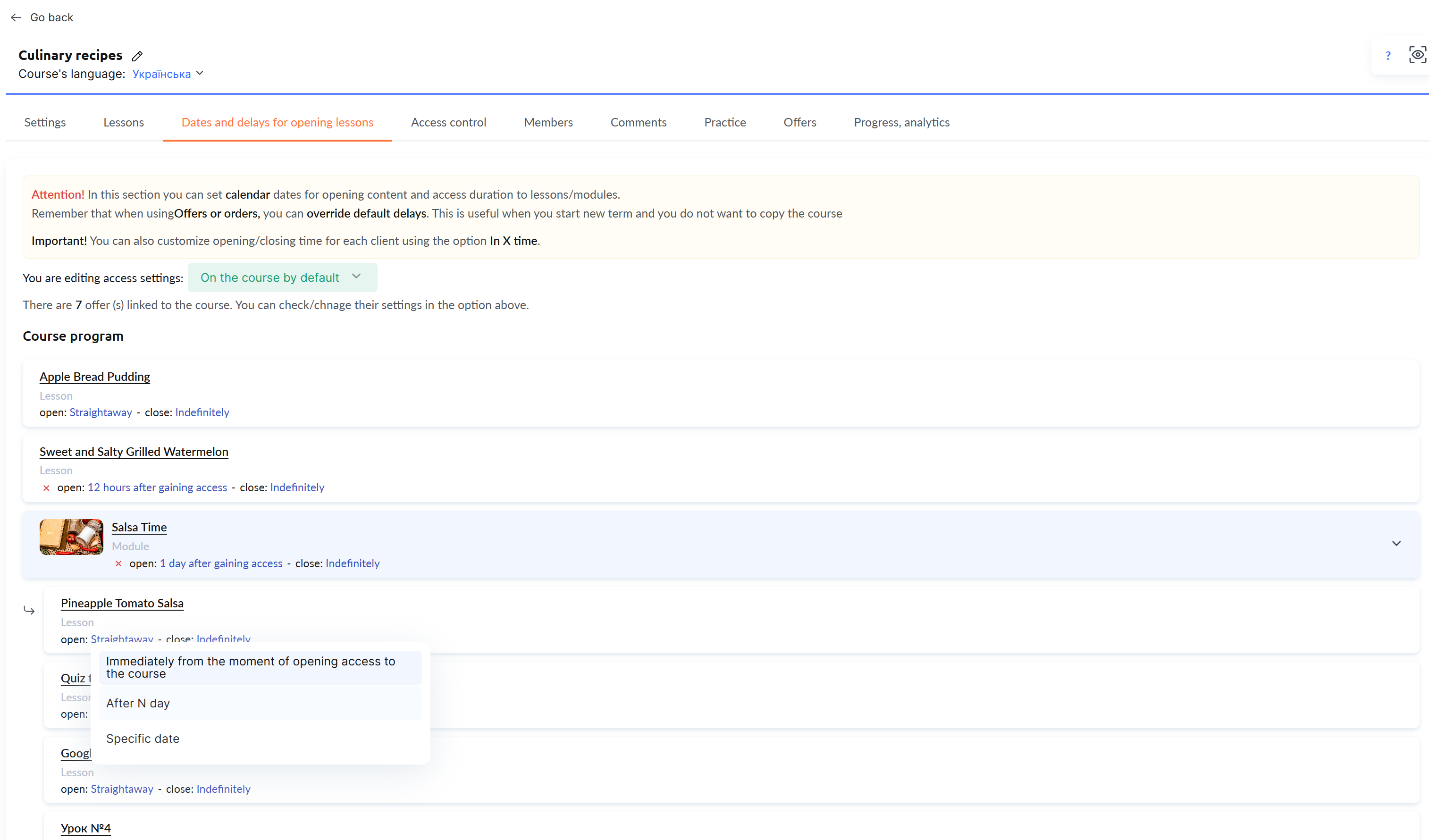KWIGA LMS Software - KWIGA LMS set up course schedule