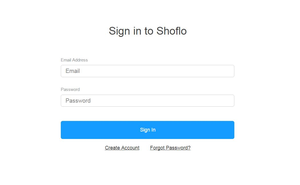 Shoflo screenshot: The user login page