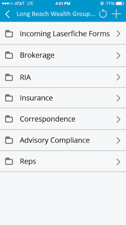 Laserfiche screenshot: Mobile repositories allows multiple users to access, maintain and share files on the go