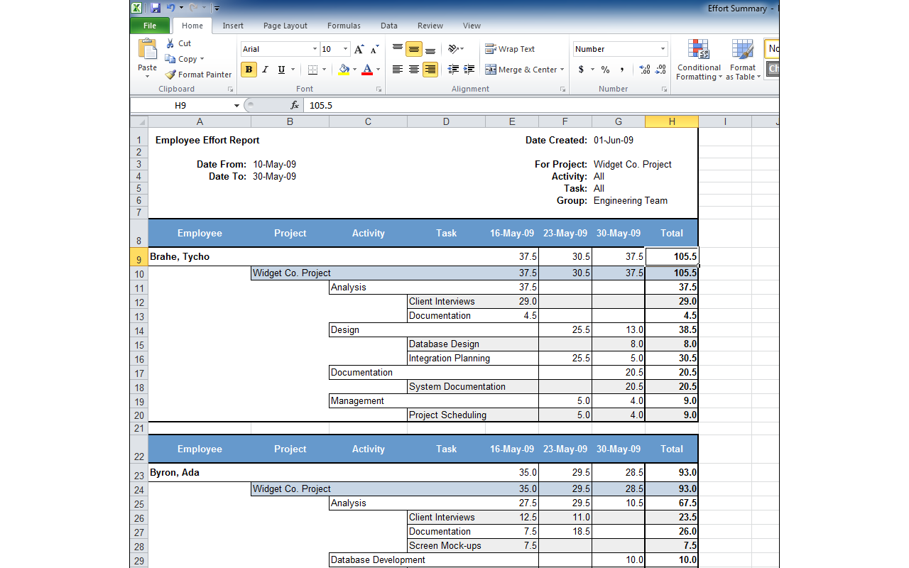 Reports ready for Microsoft Excel