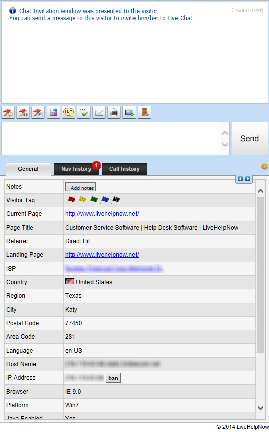 LiveHelpNow visitor details screenshot