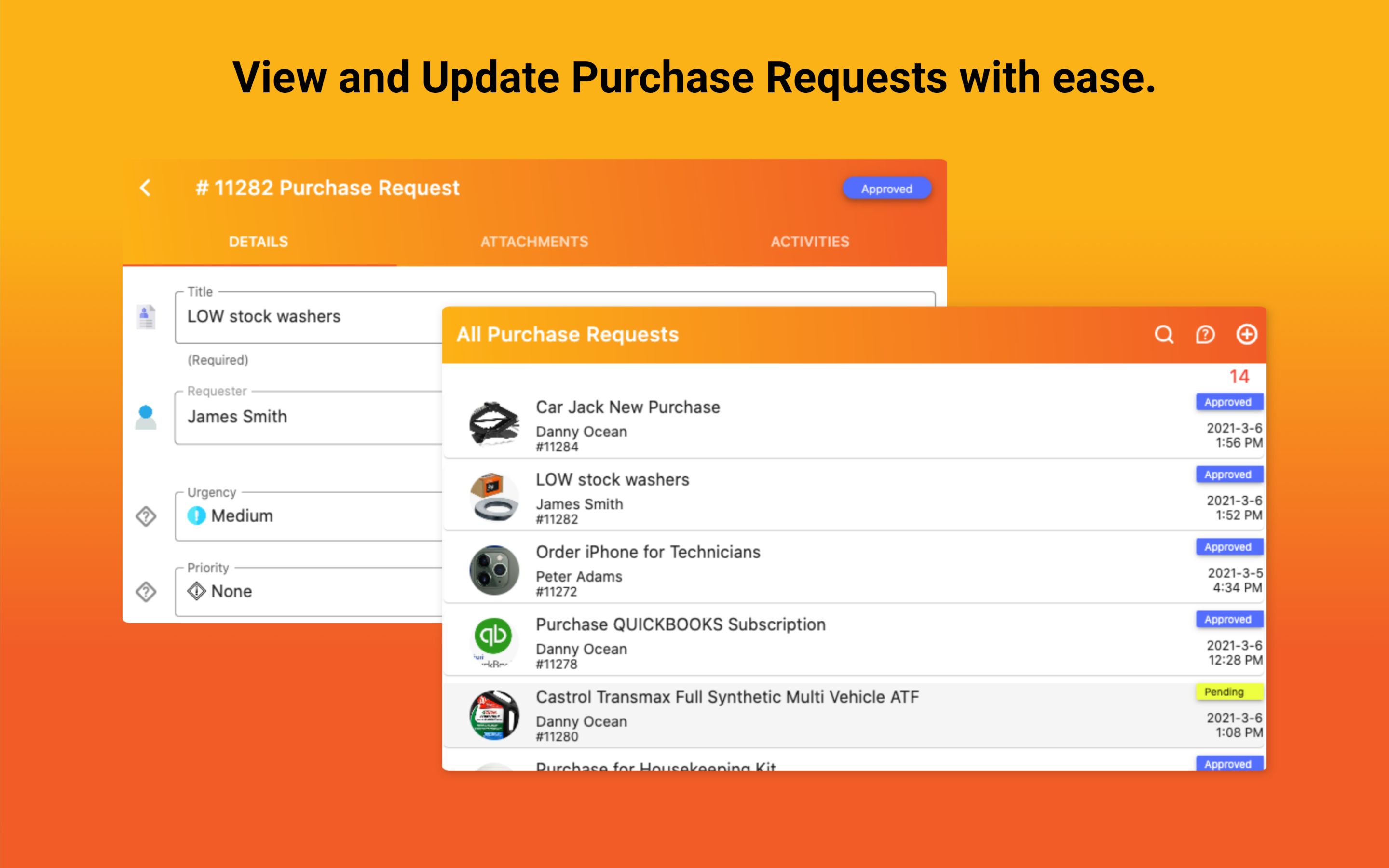 Submit purchase requests for the parts that are needed to complete the assigned Work Oder.