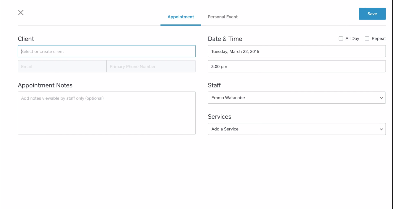Square Appointments Software - Client data