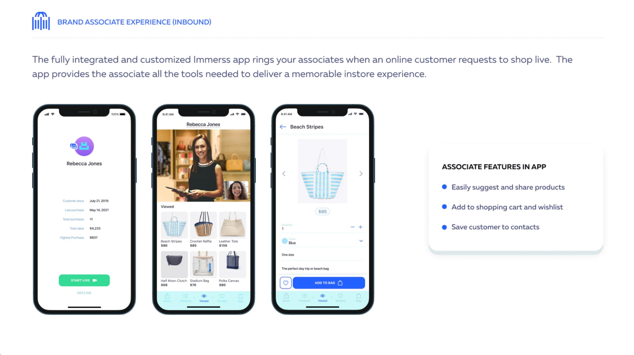 The Immerss app enables brand experts to answer customer product questions conveniently from anywhere