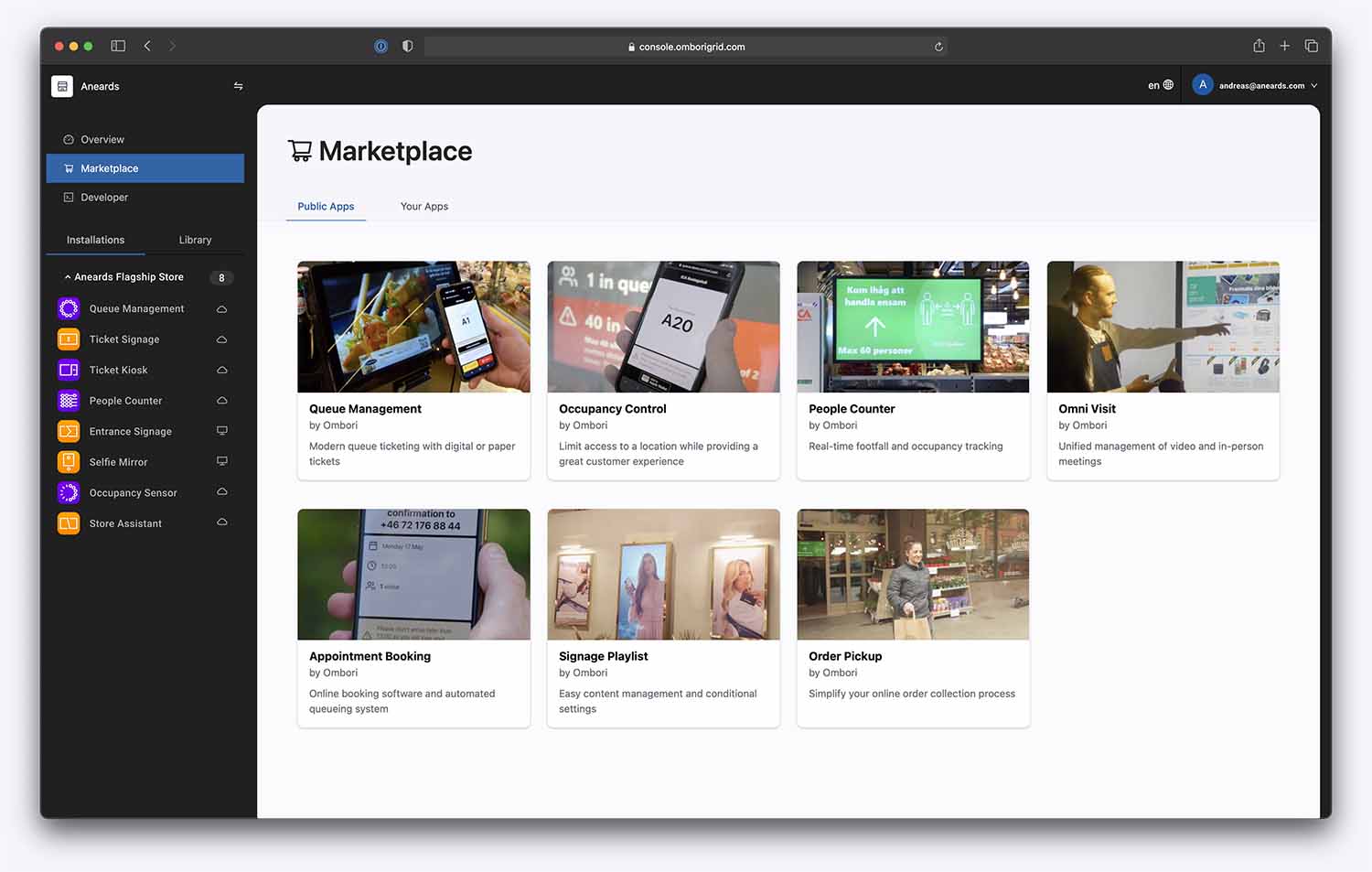 Ombori Grid screenshot: Ombori Grid Marketplace