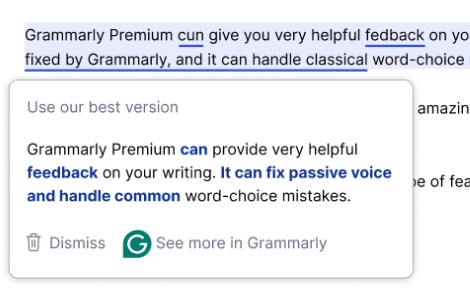 Grammarly Business Software - Polish correctness and style for entire paragraphs with one click.