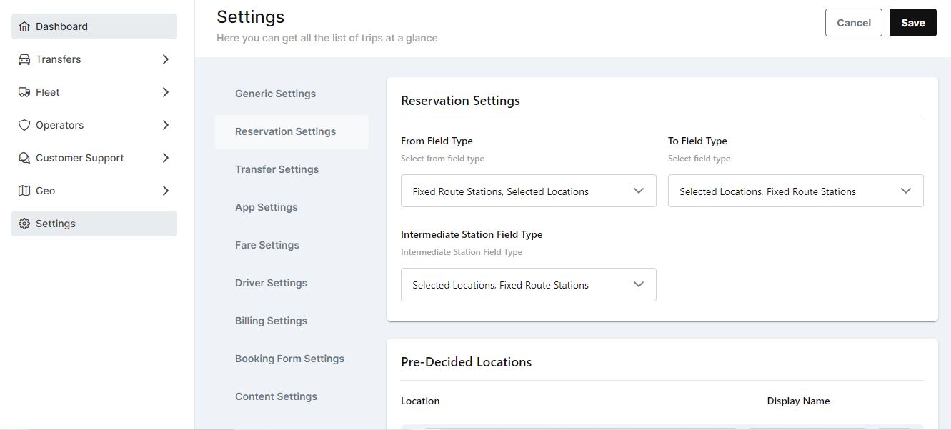 Settings - Manage your whole operation settings in one place. You can modify your booking form, app themes, driver and vehicle setups, customer booking processes, and integrations altogether. 