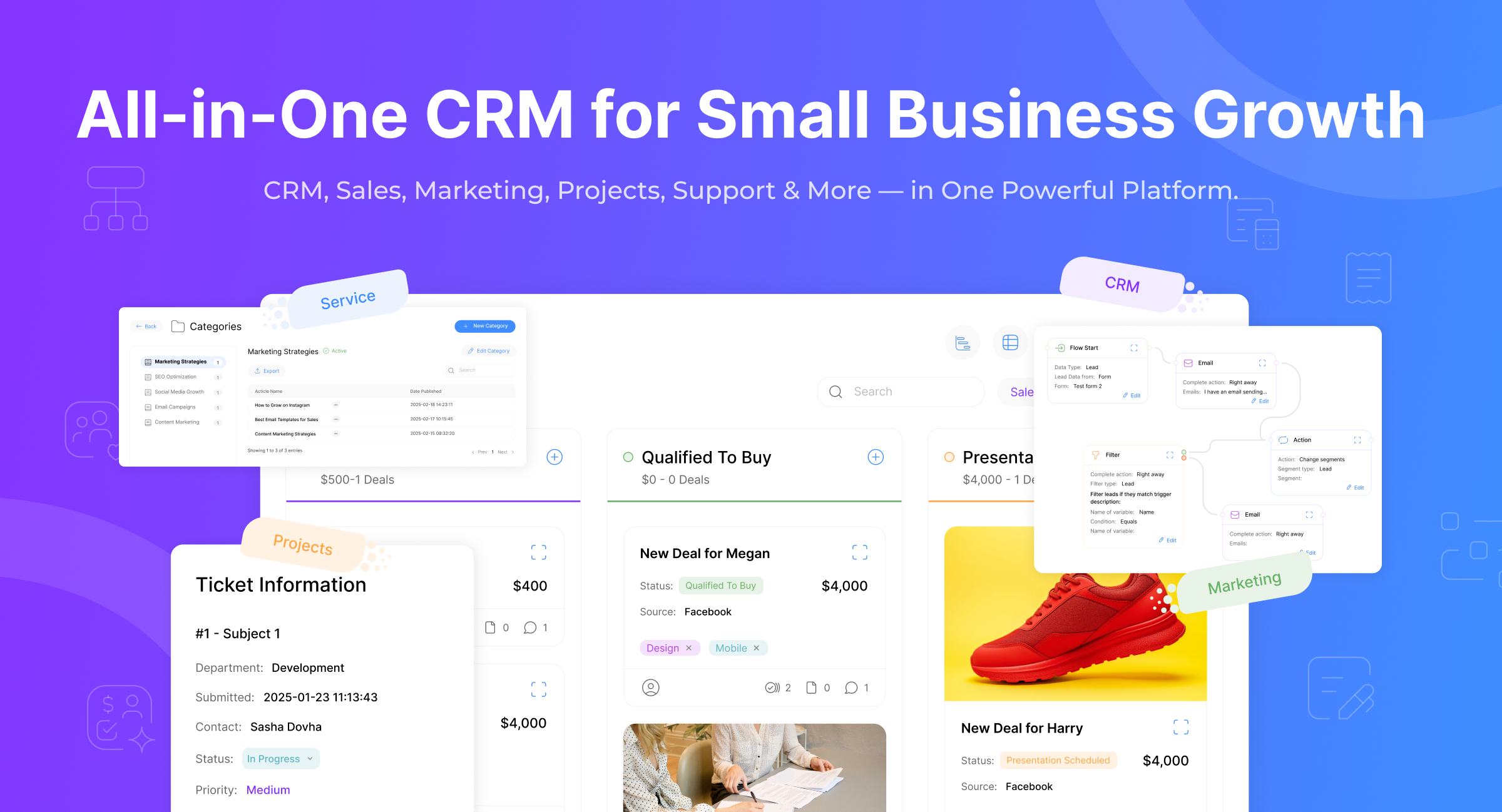 ClearCRM screenshot: Ditch the chaos of juggling tools for CRM, marketing, projects, and billing. ClearCRM brings it all together—so you can work smarter, move faster, and grow without the mess.