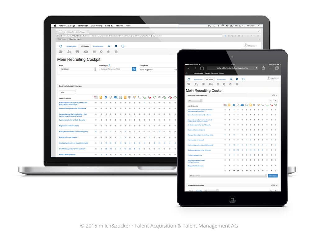 BeeSite Recruiting Edition screenshot: BeeSite Recruiting Edition recruiting cockpit