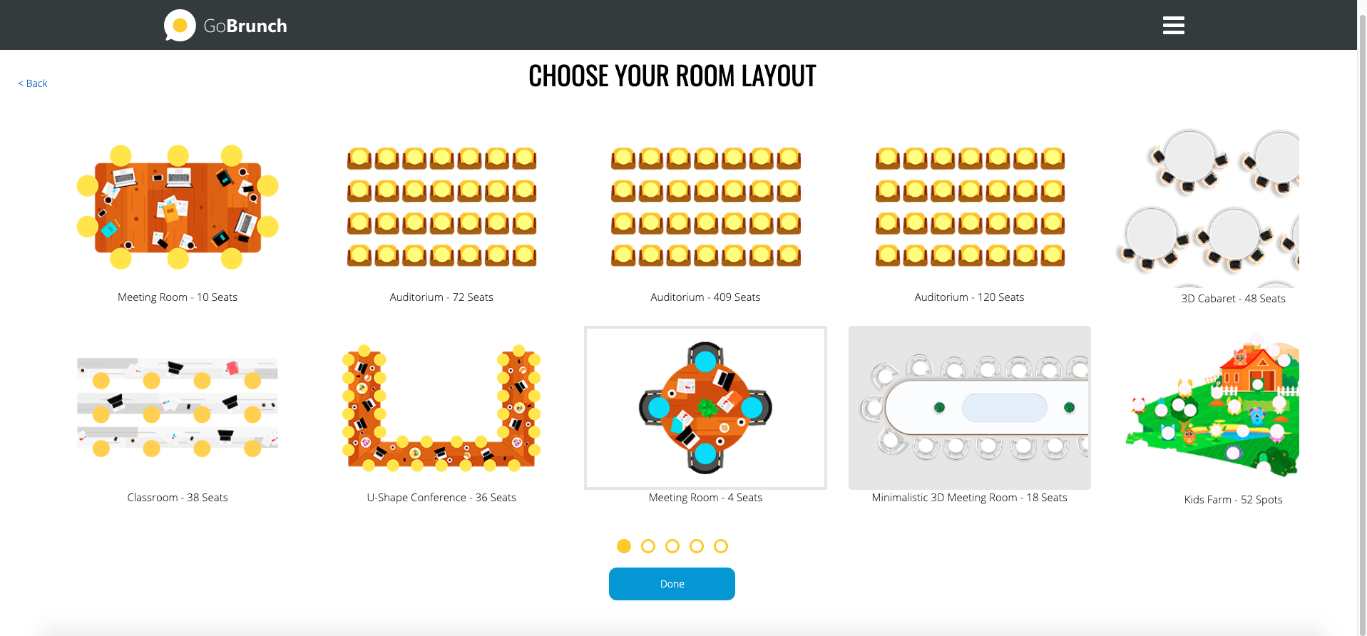 GoBrunch Virtual Room Layouts