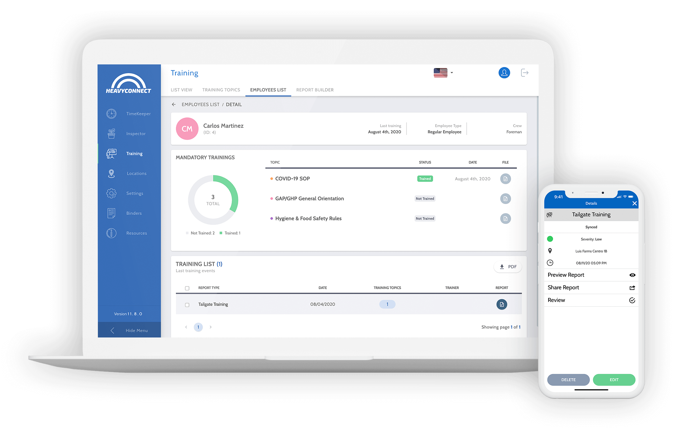 HeavyConnect Training App and Dashboard