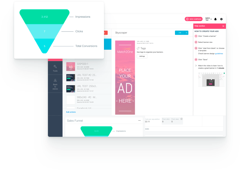 Match2One screenshot: Match2One campaign metrics