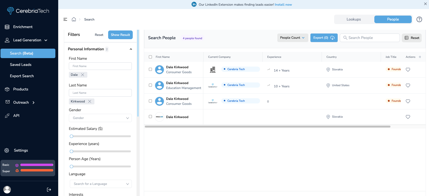 HelloDexter Software - Search with 10s of Detailed Filters: Effortlessly refine your search with our extensive range of filters to pinpoint the perfect leads for your outreach.
