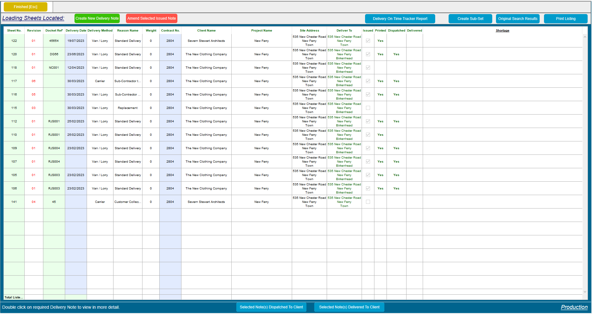 Contract Controller Software - By generating delivery notes, confirmation that goods have been received on site or by the customer can easy be recorded and reported on.
