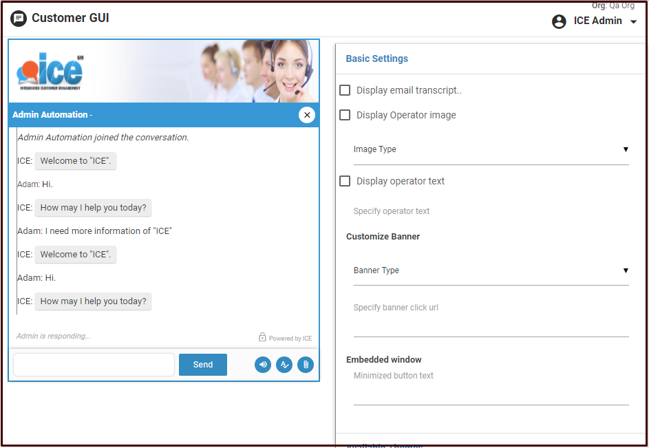 Customer chat window customization