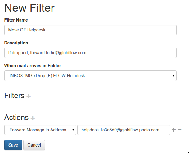 Filter to forward email when moved to a folder