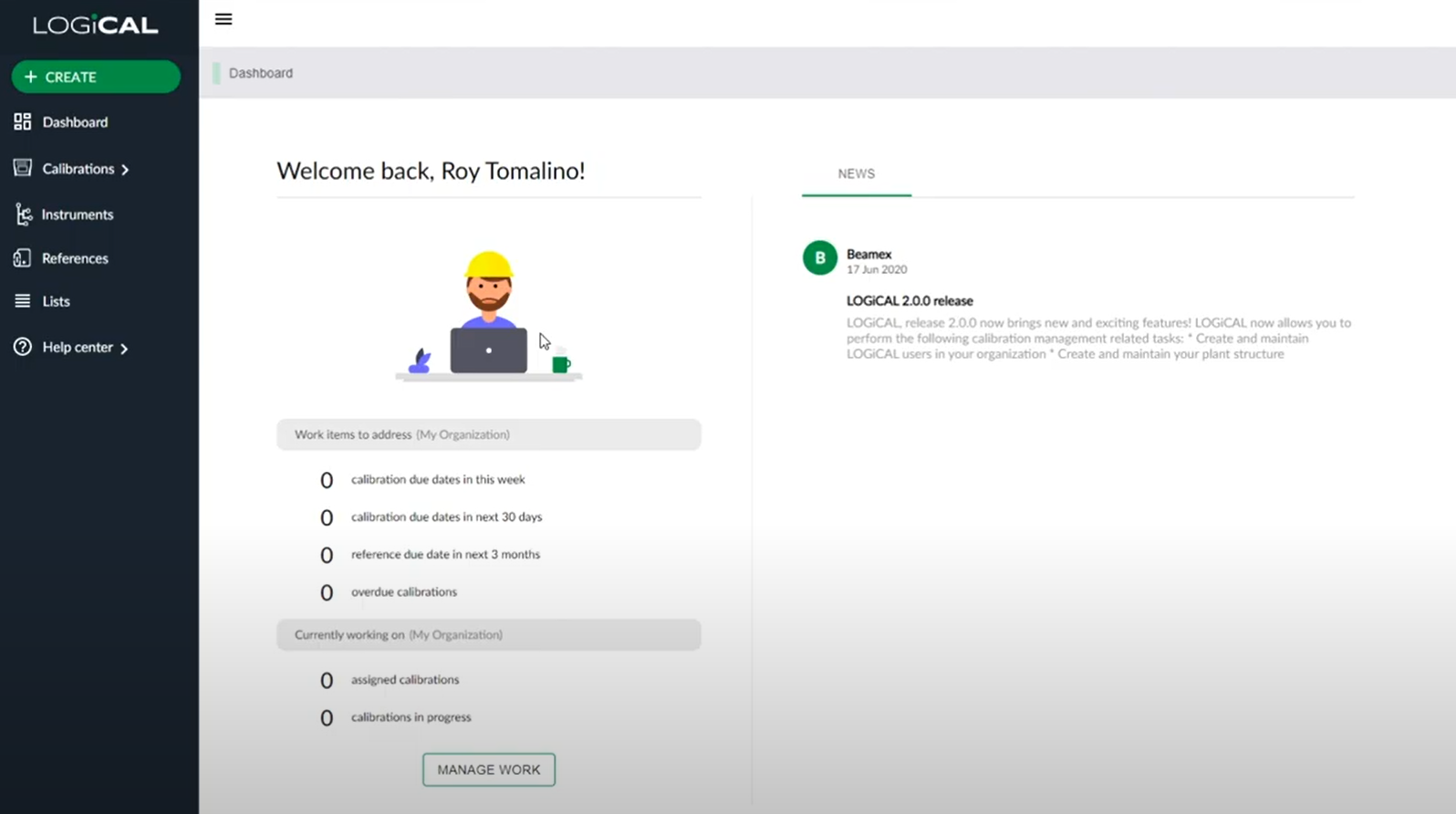LOGiCAL screenshot: LOGiCAL dashboard