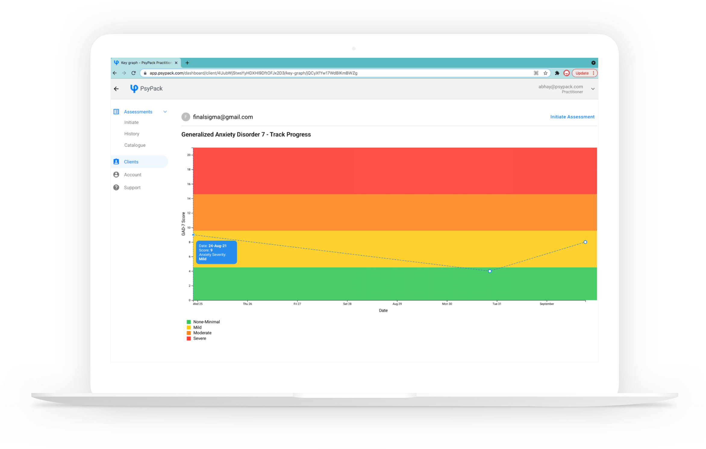 Easily track progress of the client with PsyPack. Adjust your treatment and improve client outcomes.