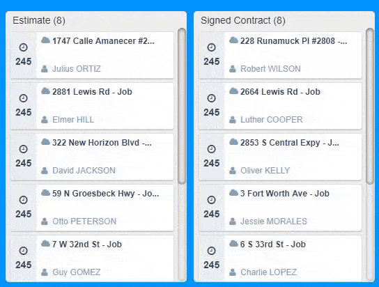 Simply drag and drop jobs to the next step using the web app or mobile app. See bottlenecks for jobs sitting too long or with incomplete tasks.