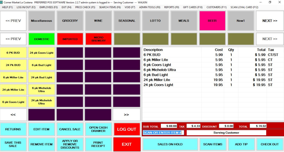 Preferred POS screenshot: Preferred POS main screen
