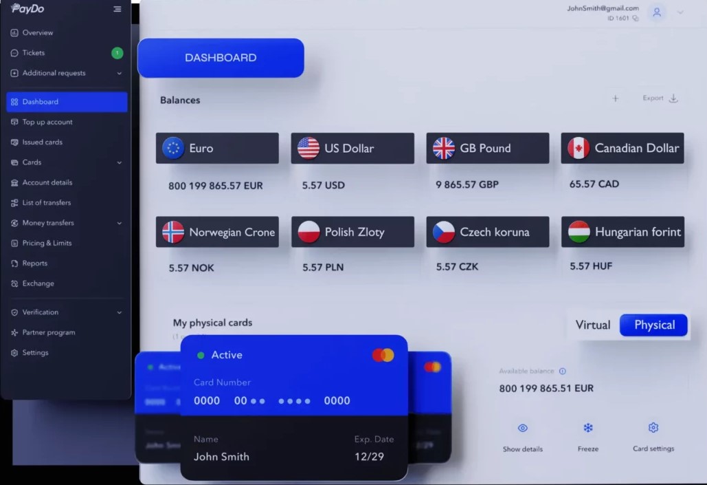 PayDo screenshot: PayDo dashboard view