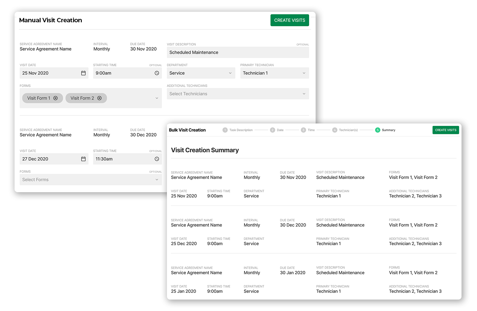 BuildOps Lightning-Speed Scheduling: At a glance, you can see when all visits are due, ensure they're scheduled to be done on time, and even bulk schedule in one click. No more letting service agreements fall through the cracks.