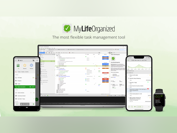 MyLifeOrganized (MLO) Software - Multi-platform. Sync via wi-fi or MLO Cloud