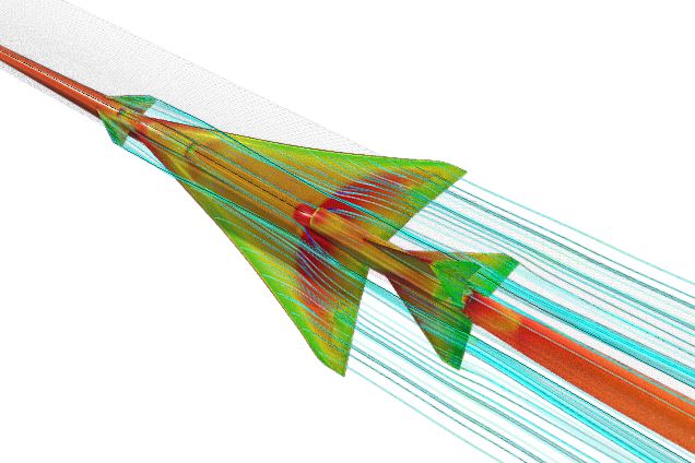 Supersonic Aircraft simulated with Ansys Fluent