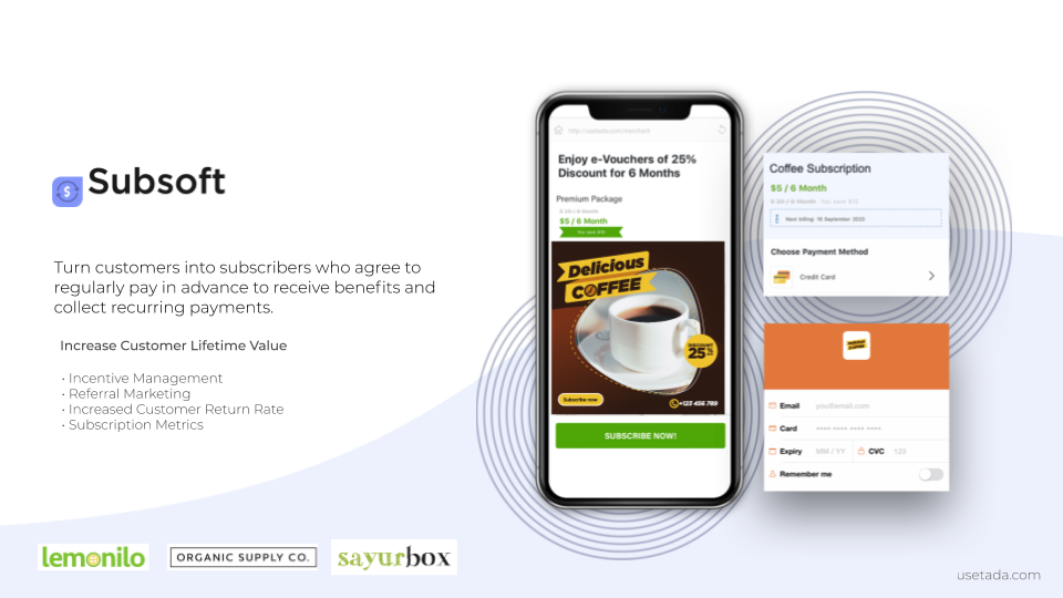 Turn customers into subscribers who agree to regularly pay in advance to receive benefits and collect recurring payments.