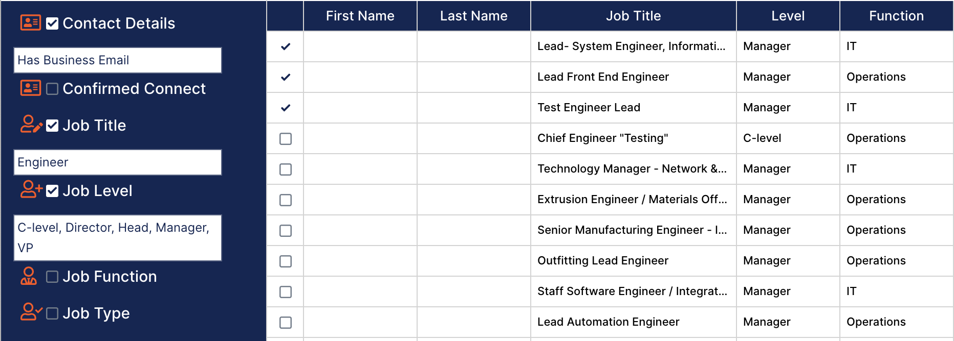 Multiple field selection is available to narrow down prospects and minimize waste.