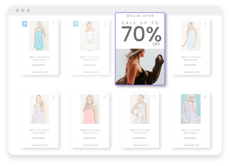 Searchspring Software - Keep shoppers engaged by highlighting relevant promotions, sales, and content as they scroll by easily adding Inline Banners to your ecommerce site.