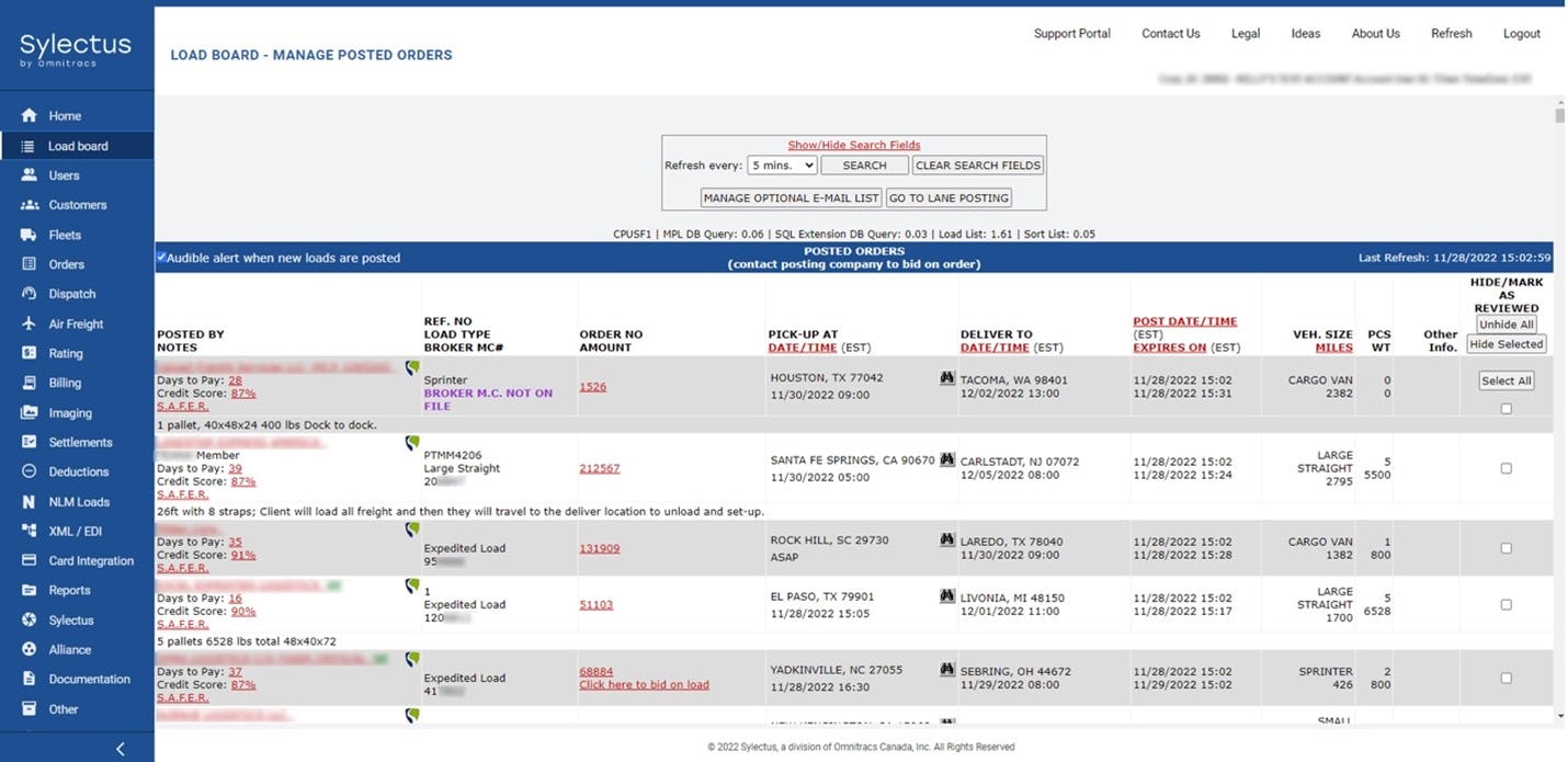 Sylectus AlliancePro Software - Sylectus AlliancePro Load Board - Manage Posted Orders Here.