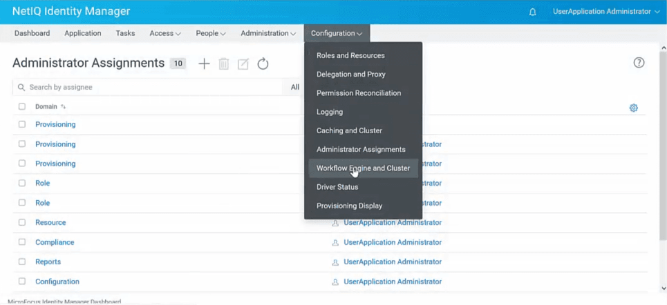 NetIQ Identity Manager administrator assignments
