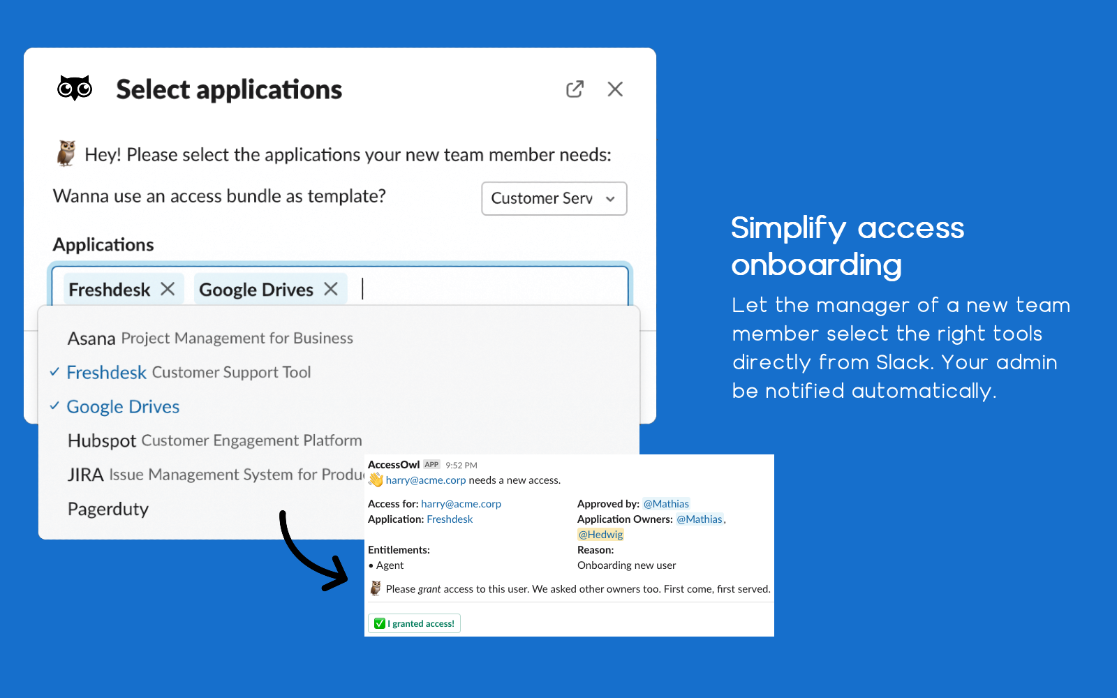 AccessOwl screenshot: Simplify access onboarding