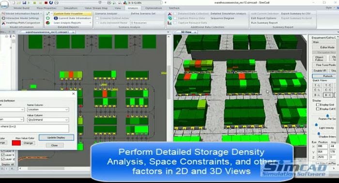 Simcad Pro Software - Auto generate heat maps, spaghetti diagrams, congestion analysis and more. Customized data visualizer to identify Storage Media utilization and optimization.