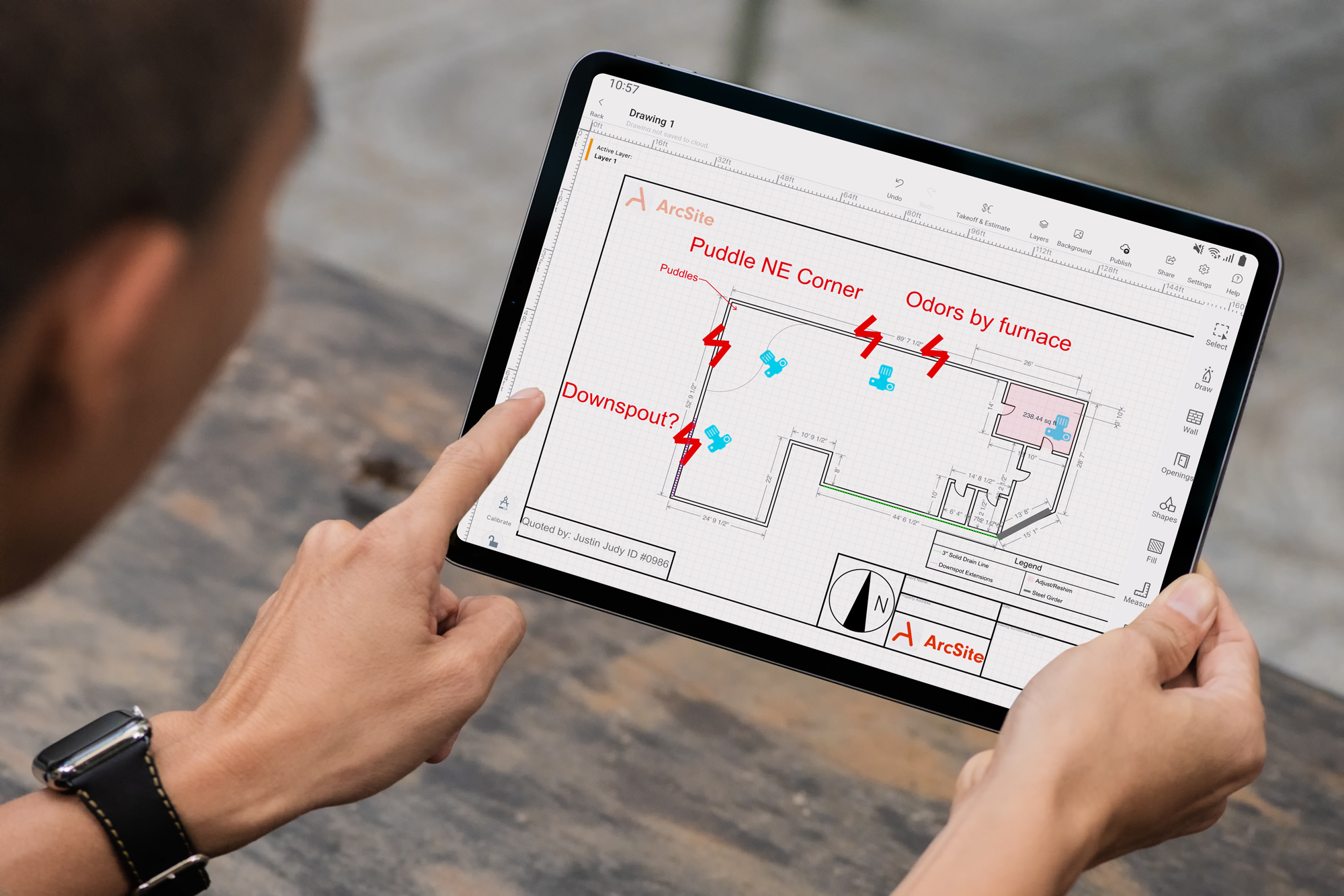 Create Professional Drawings on your mobile or desktop device on the job-site or back at the office.