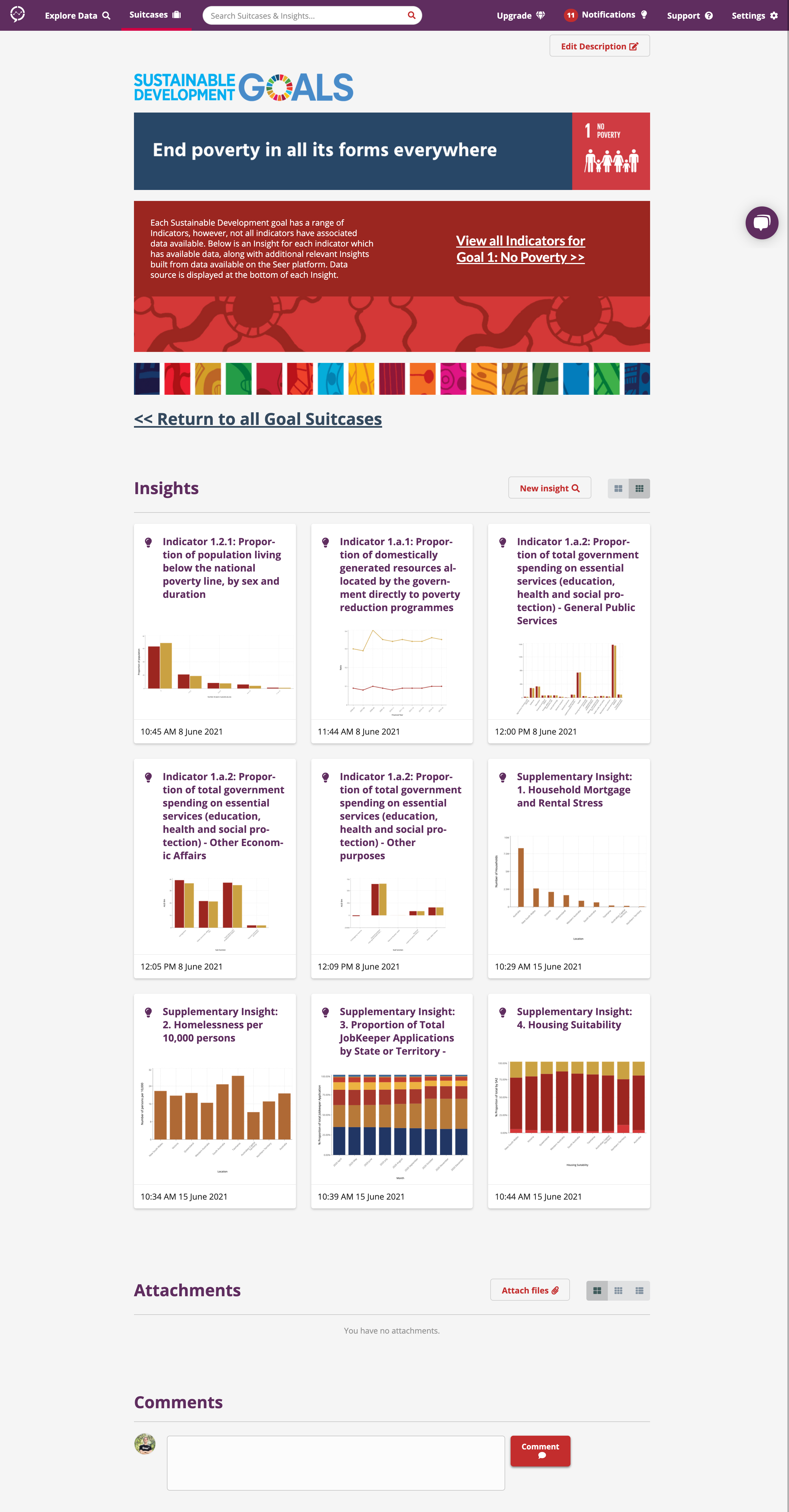 Seer screenshot: Example of a storytelling dashboard