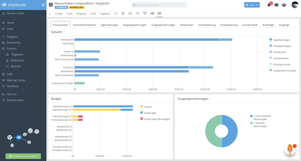 sharesuite Software - With the finance modul you keep all the expenses in sight.