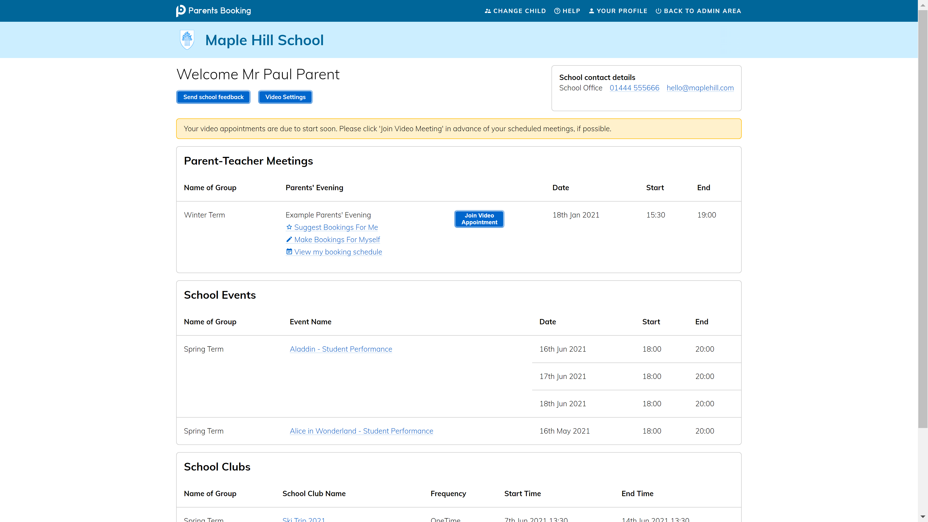Parents Booking Logiciel - 1