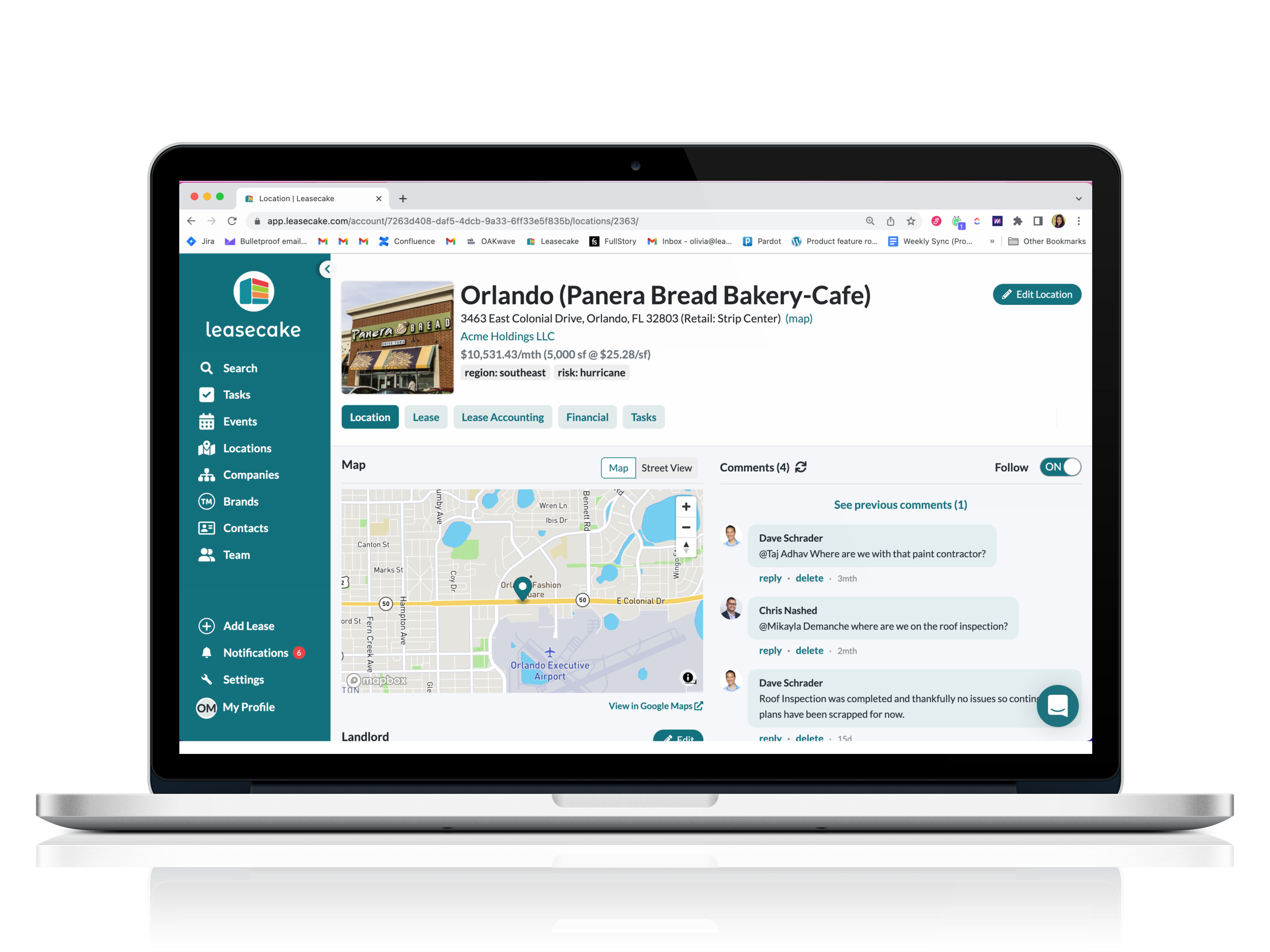 Capture and manage most of the details related to each of your individual locations, which includes everything from lease details, to financials, important dates and discussion around the locations critical events.