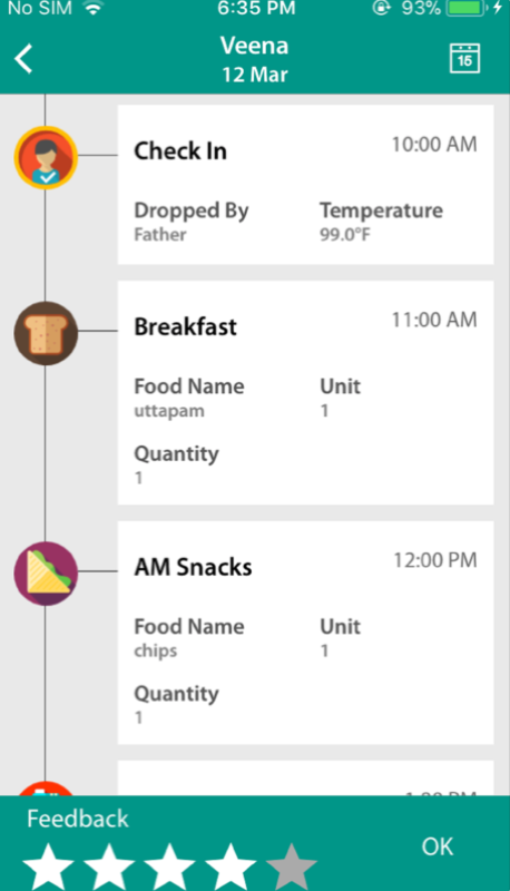Daily logs can be kept for every student, including check-in and pick-up time, food, activities, and more