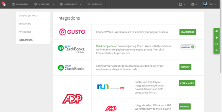 When I Work Software - We currently offer seamless integrations with these platforms.