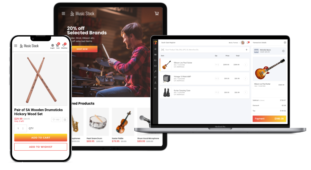 MusicShop360 screenshot: Access Music Shop 360 on any platform