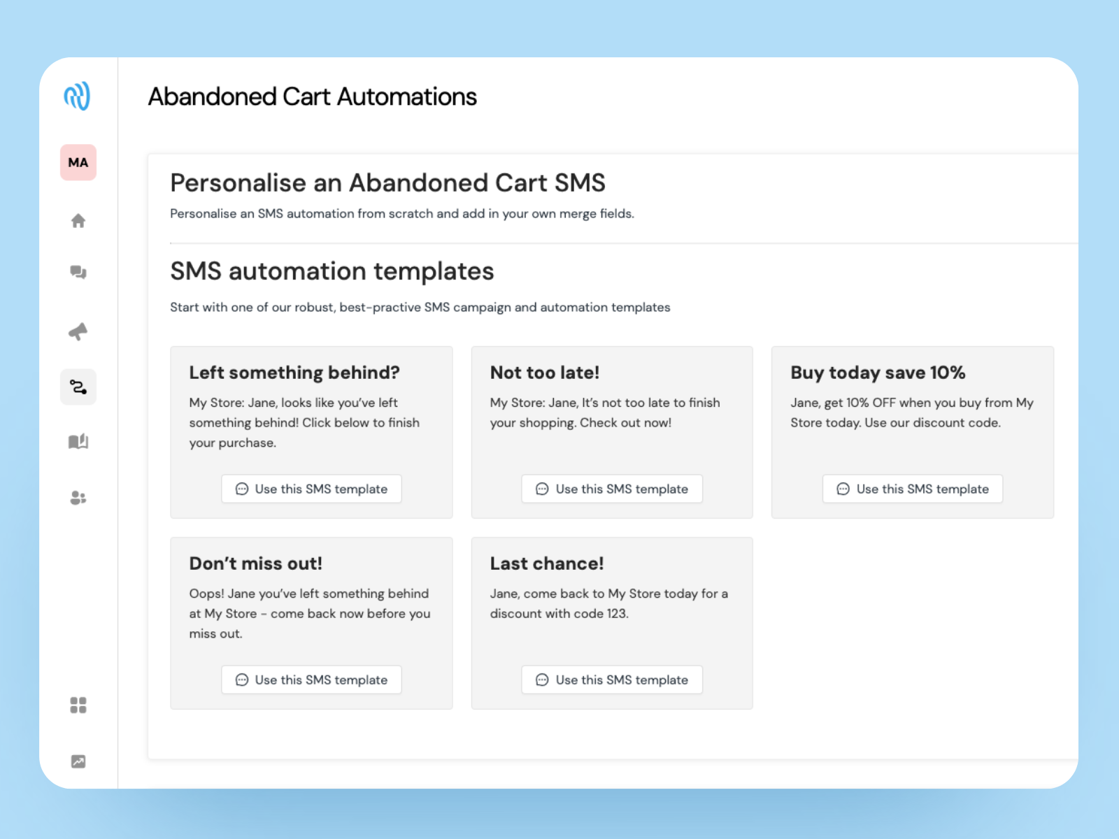 Sinch MessageMedia Software - Sinch MessageMedia Abandoned cart automations