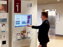 Arreya Software - Digital signage kiosks are great for hospital and corporate wayfinding. Arreya's content builder can add interactive features and maps to guide visitors to specific clinics or departments. Customize digital content to meet the needs of each location.