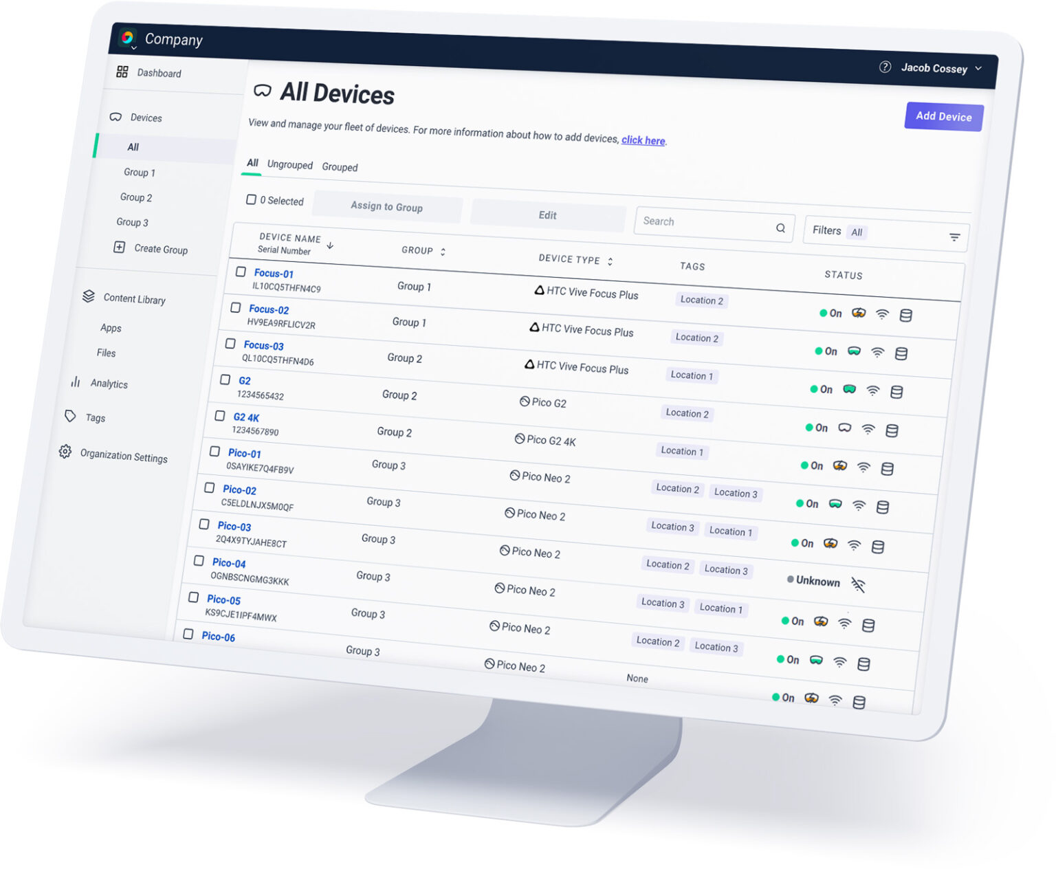 ArborXR screenshot: AR and VR device management dashboard